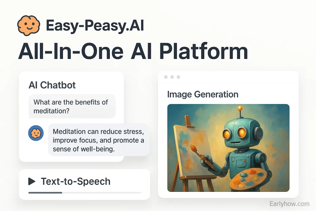 Easy-Peasy.AI dashboard showing chatbot and image generation features