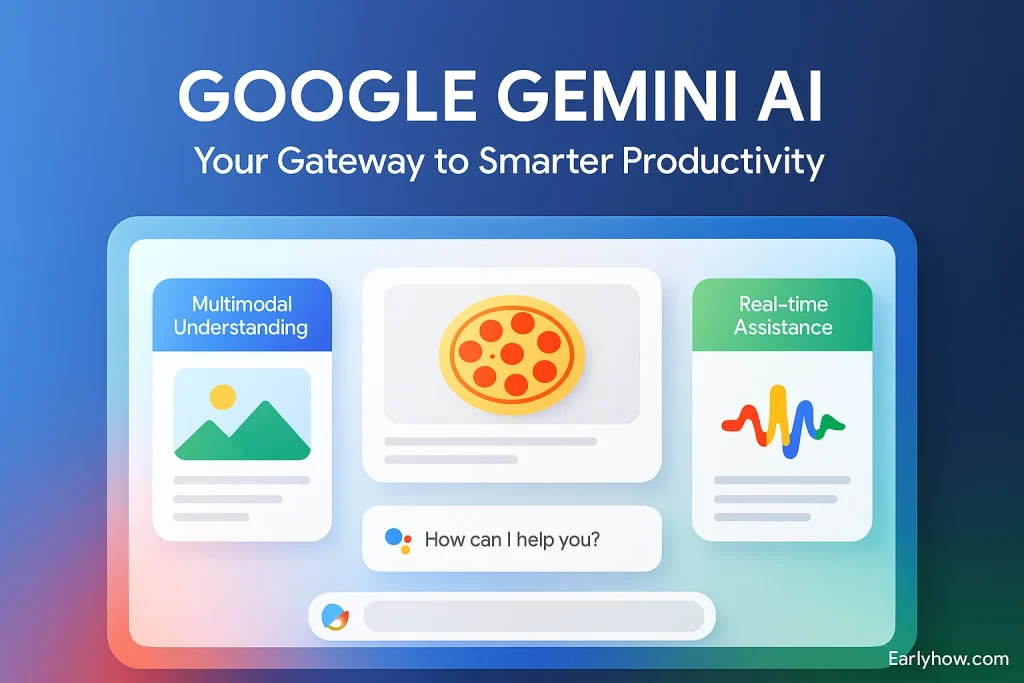 Google Gemini AI interface showing multimodal features and real-time assistance