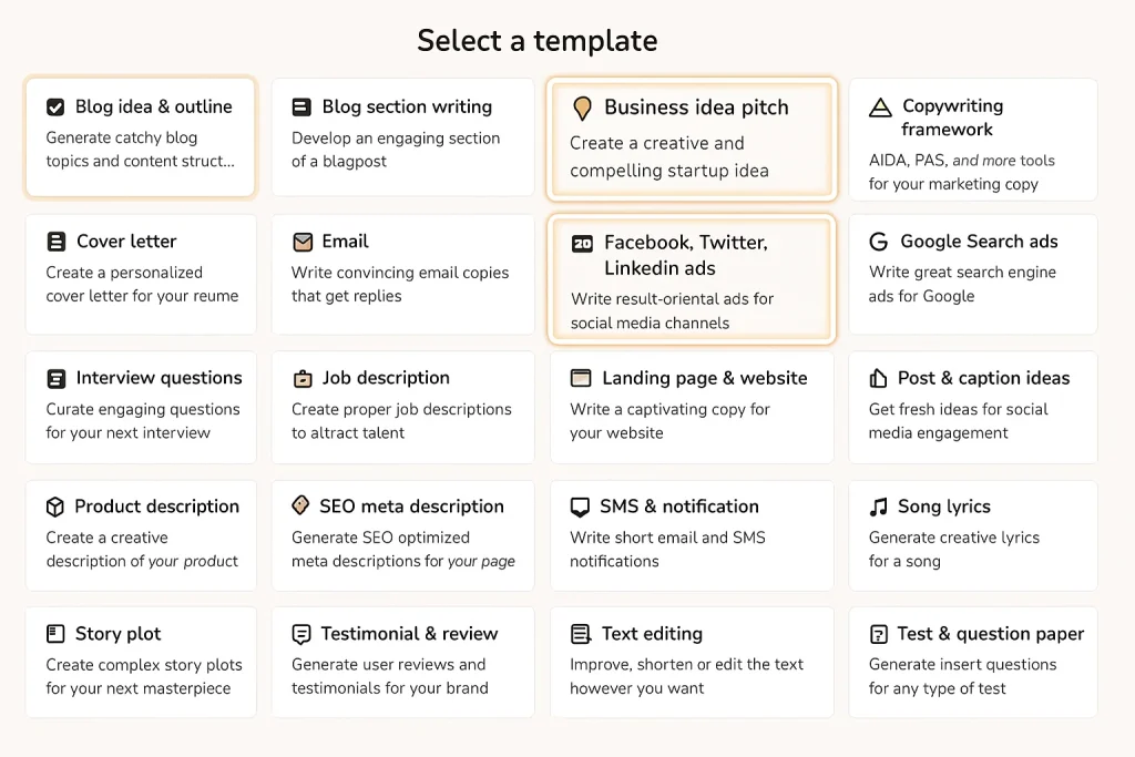 Explore Rytr AI’s Full Template Library for Content Creation