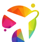 TravelCode AI logo with abstract geometric design in vibrant colors.