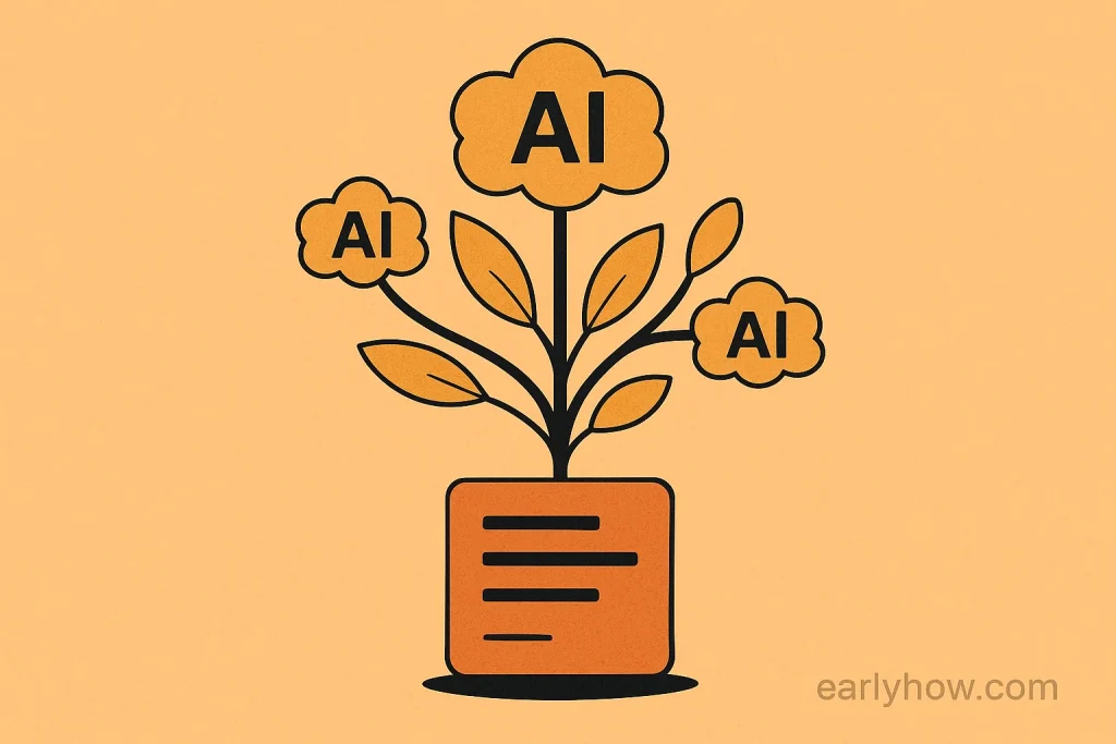Abstract illustration of a circuit-tree growing from a symbol, representing Claude’s AI learning system