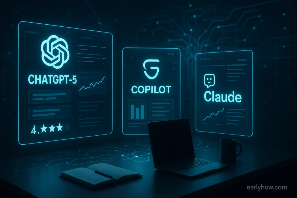 Udemy Generative AI, ChatGPT 5, and Copilot course dashboard showing 4.6-star rating and AI tools.