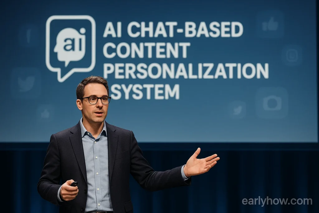 Mark Zuckerberg speaking on stage with gesture during an AI announcement about personalization